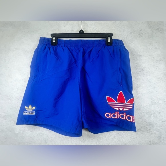 Adidas Shorts Mens Large Blue‎ Vintage Retro Look Large Flower Red Gold I1 - Picture 1 of 11